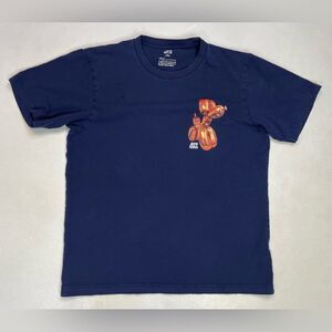 Uniqlo Jeff Koon Balloon Dog Art Graphic T-Shirt Women Medium Blue Short Sleeve